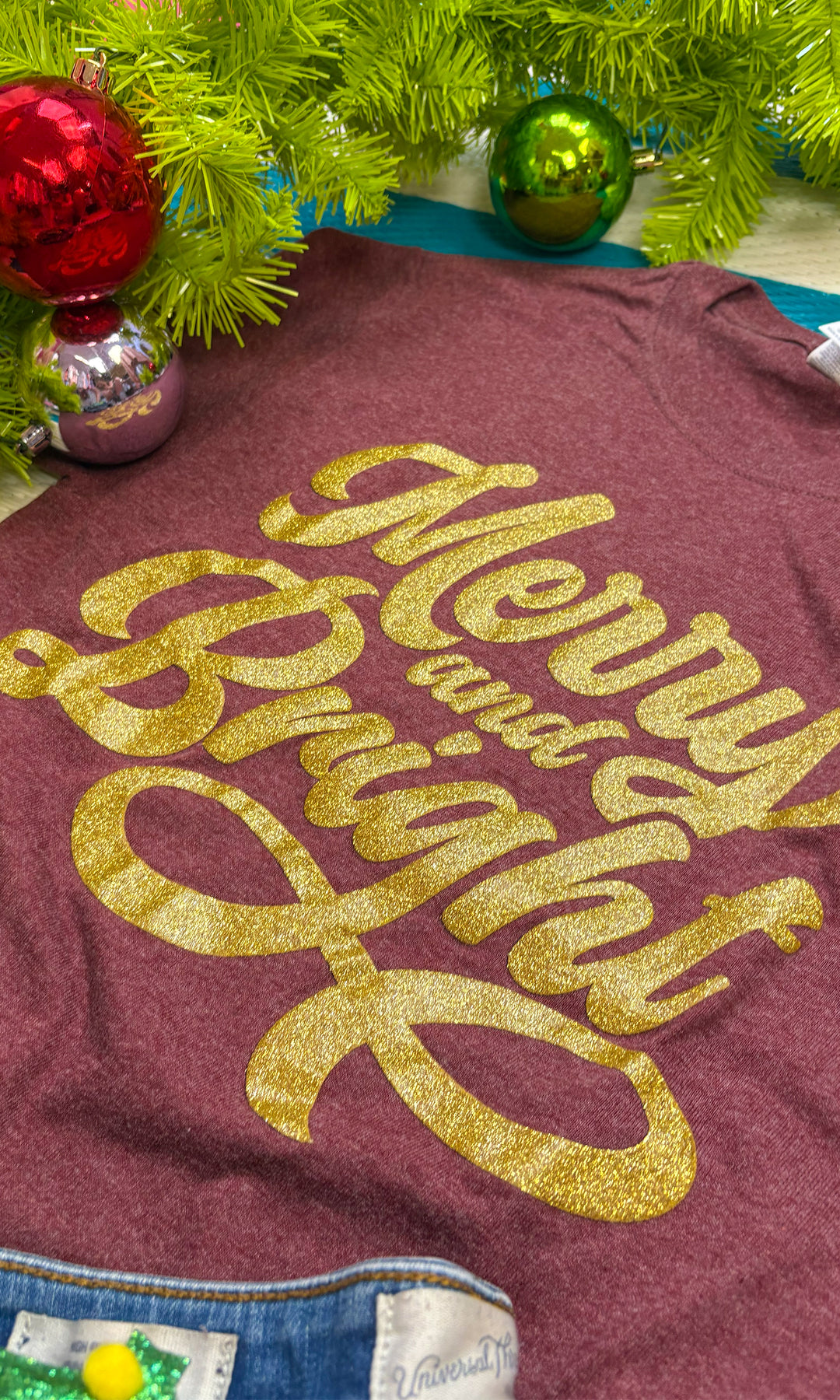 Merry And Bright Christmas Puff Graphic T-Shirt