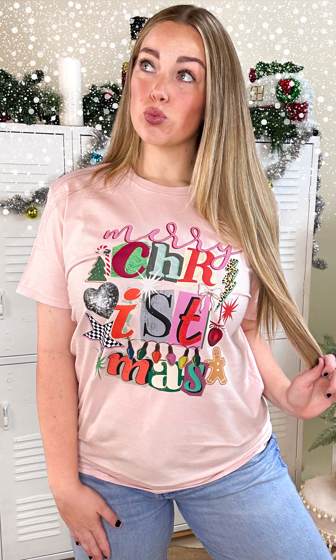 Merry Christmas Newpaper Notes Graphic T-Shirt