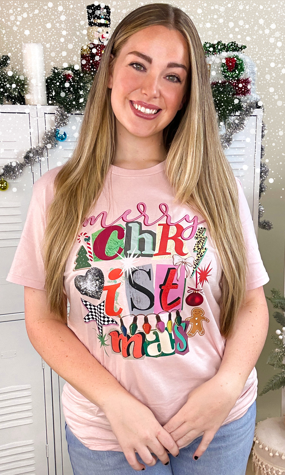Merry Christmas Newpaper Notes Graphic T-Shirt