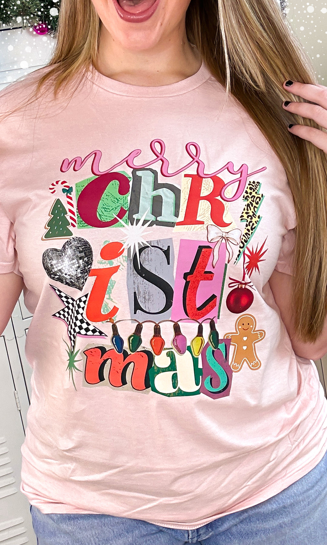 Merry Christmas Newpaper Notes Graphic T-Shirt