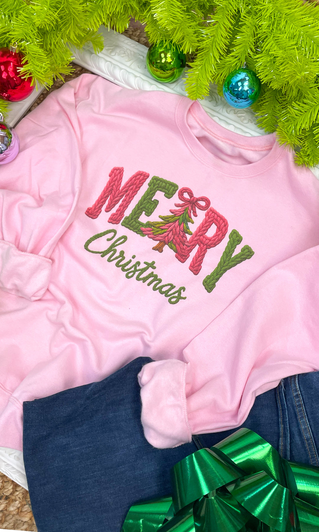 Merry Christmas Yarn Graphic Sweatshirt