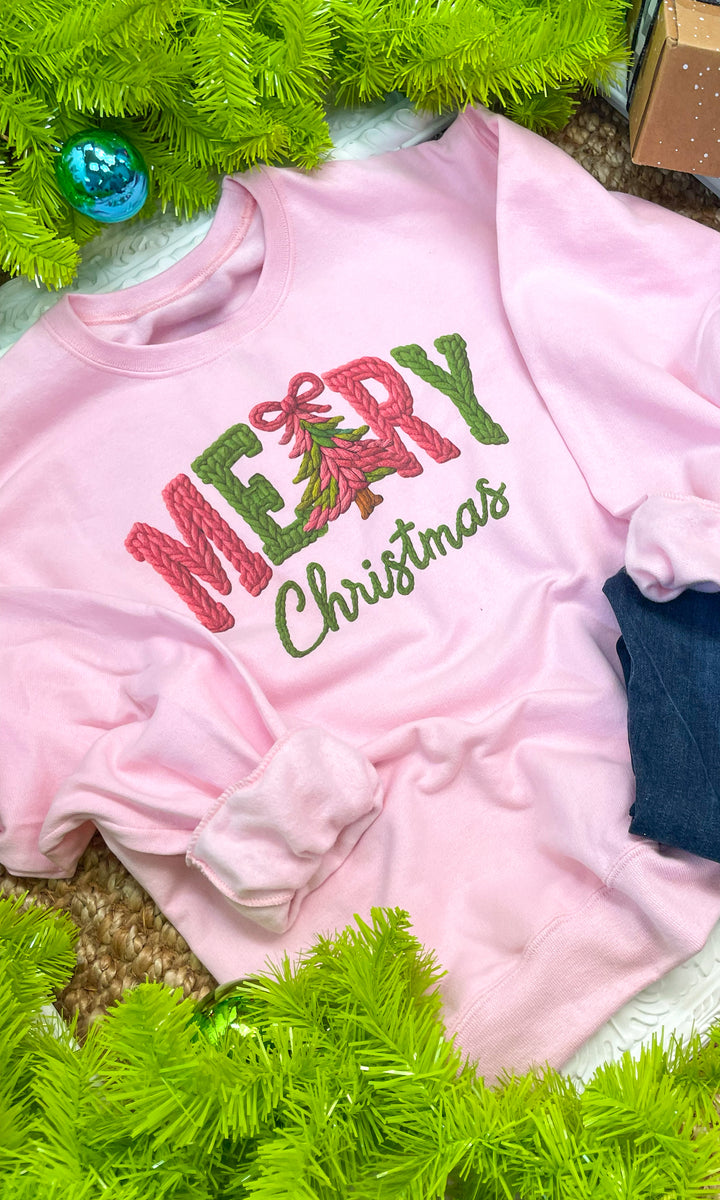 Merry Christmas Yarn Graphic Sweatshirt