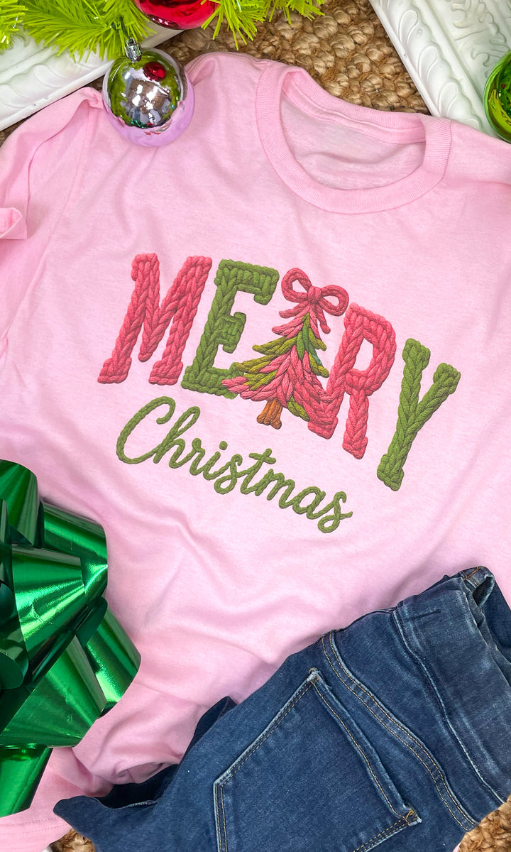 Merry Christmas Yarn Graphic T-Shirt