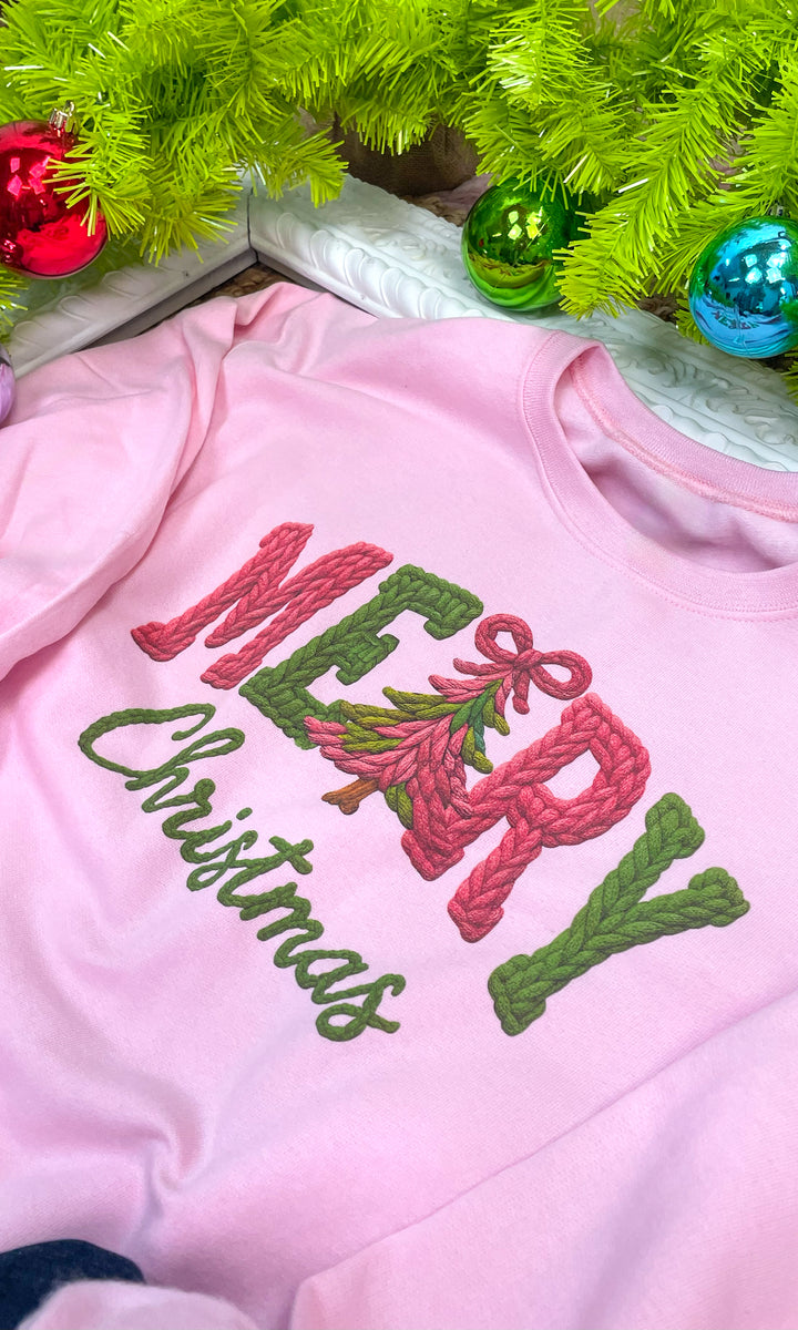 Merry Christmas Yarn Graphic Sweatshirt