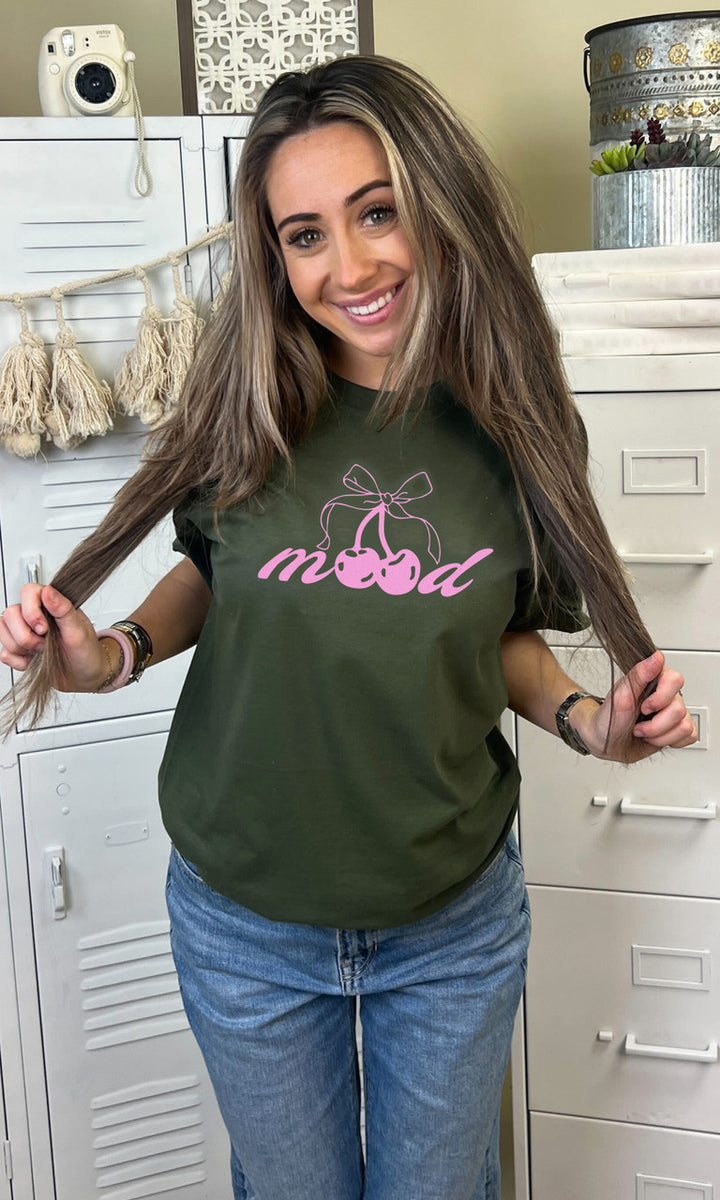 Mood Cherry Bow Graphic T-Shirt