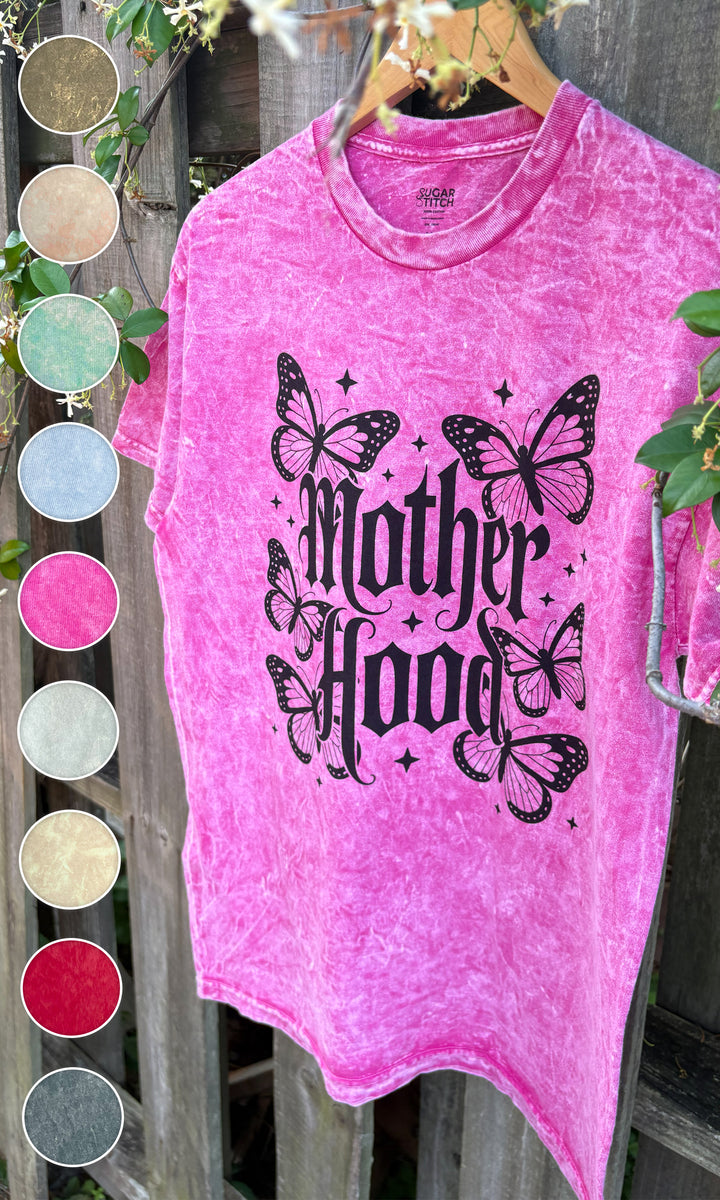 Motherhood Butterflies Mineral Washed Black Graphic T-Shirt