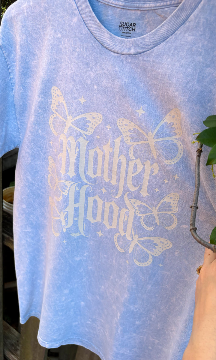Motherhood Butterflies Mineral Washed White Graphic T-Shirt