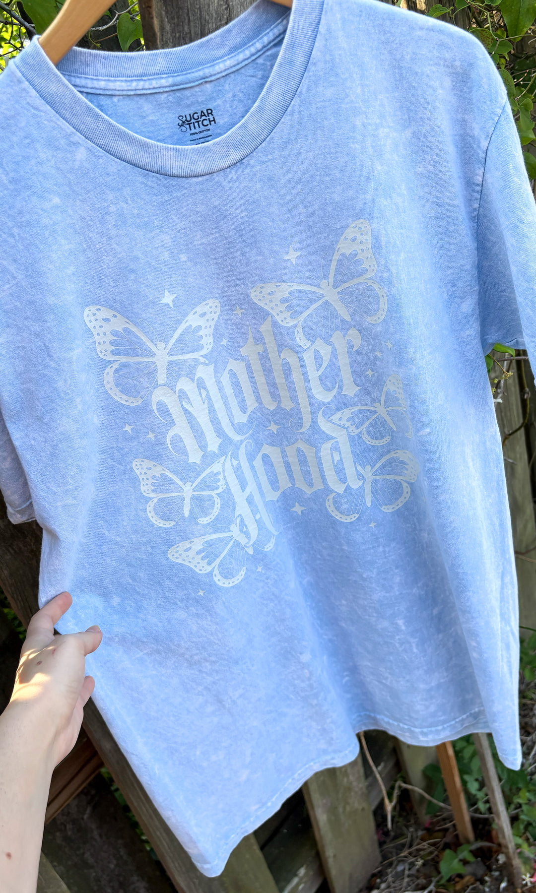 Motherhood Butterflies Mineral Washed White Graphic T-Shirt