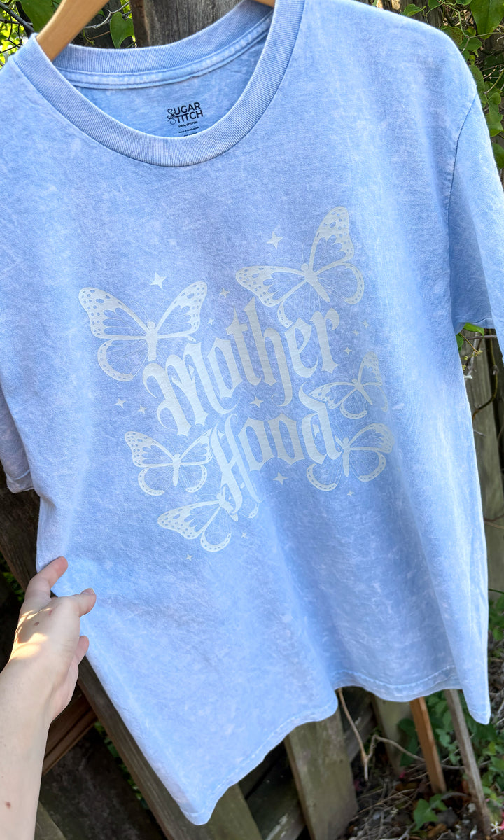 Motherhood Butterflies Mineral Washed White Graphic T-Shirt
