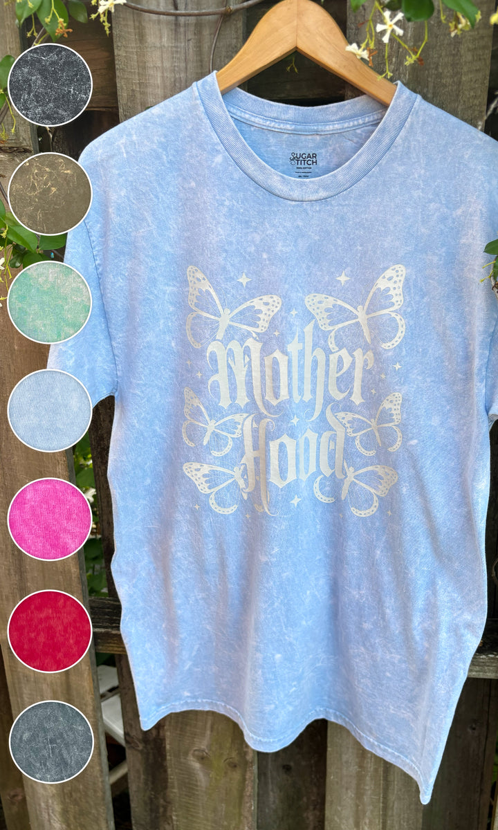 Motherhood Butterflies Mineral Washed White Graphic T-Shirt