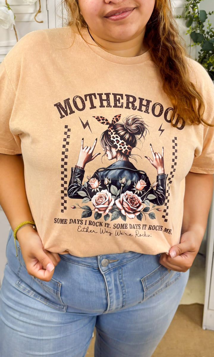 Motherhood Rocks Me Mineral Washed Graphic Shirt