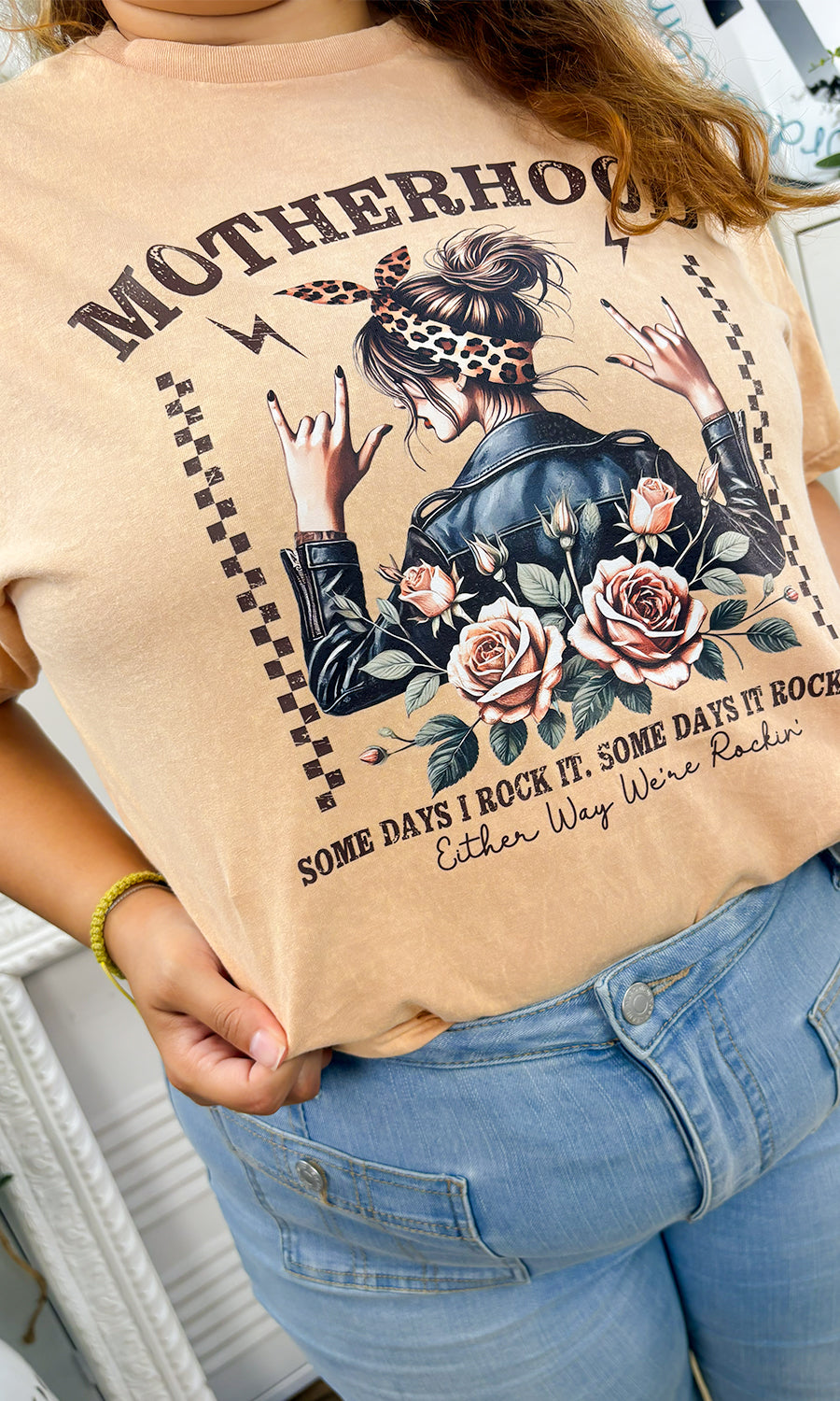Motherhood Rocks Me Mineral Washed Graphic Shirt