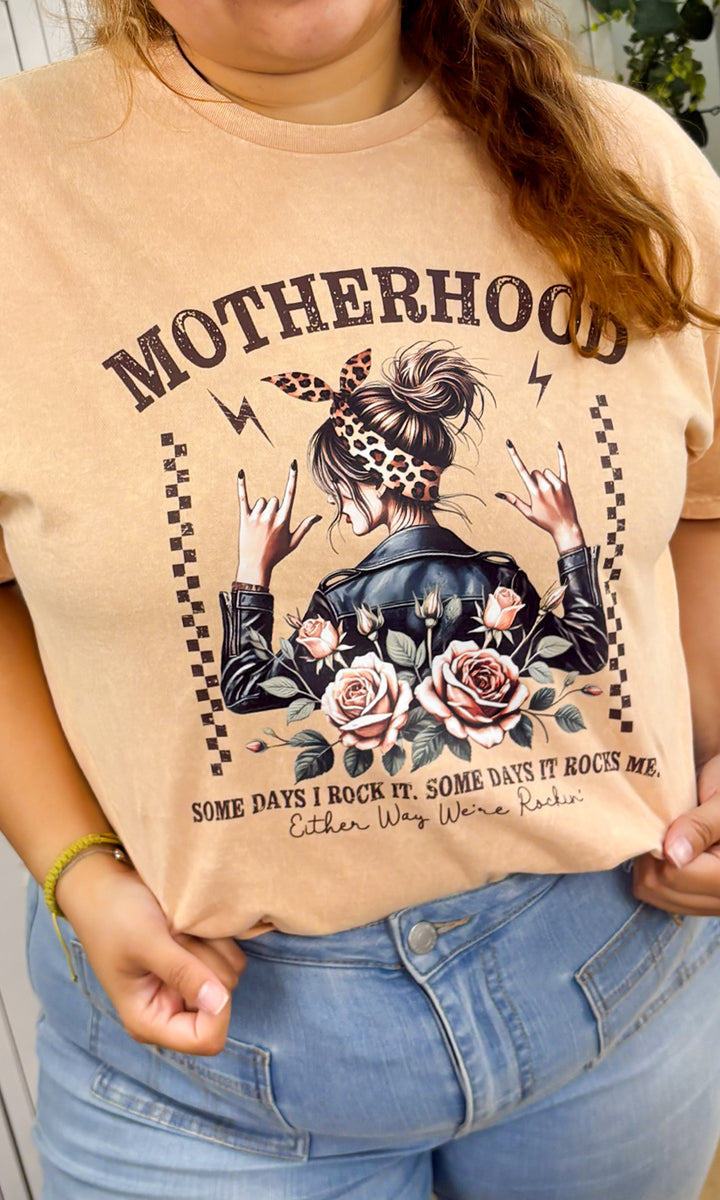 Motherhood Rocks Me Mineral Washed Graphic Shirt