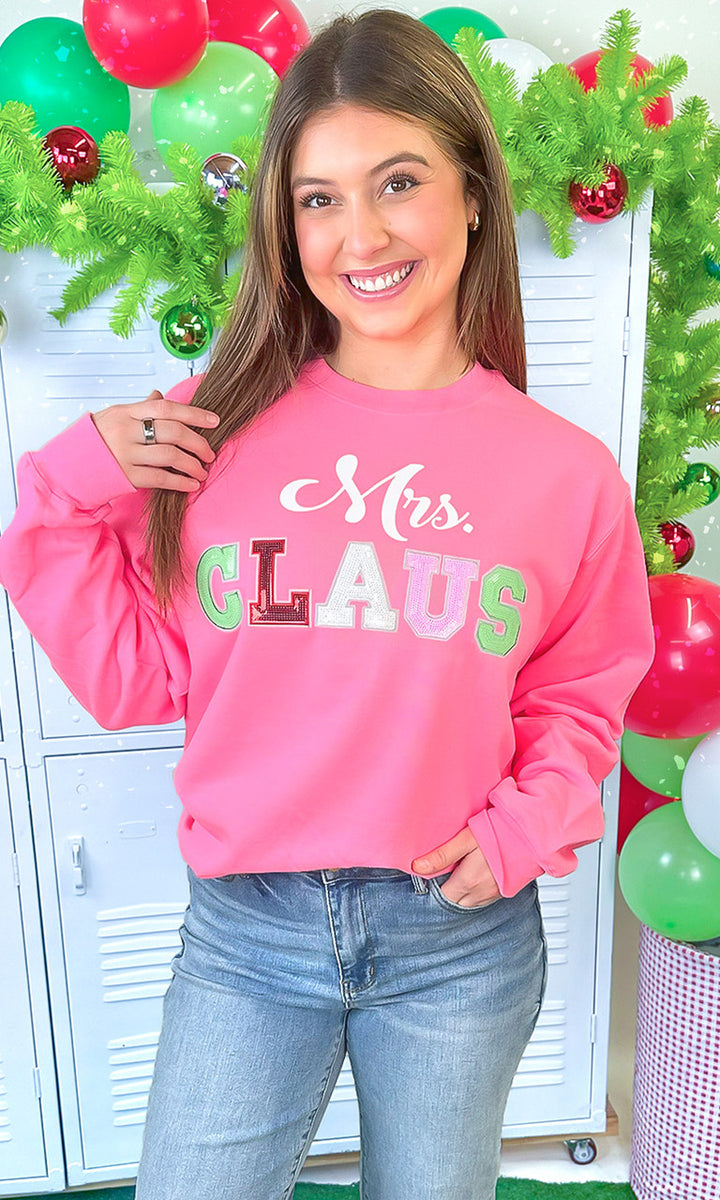 Mrs Claus Sequin Christmas Graphic Sweatshirt