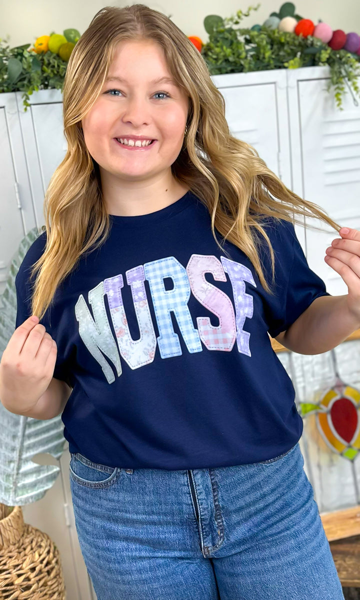 Nurse Patchwork Graphic T-Shirt