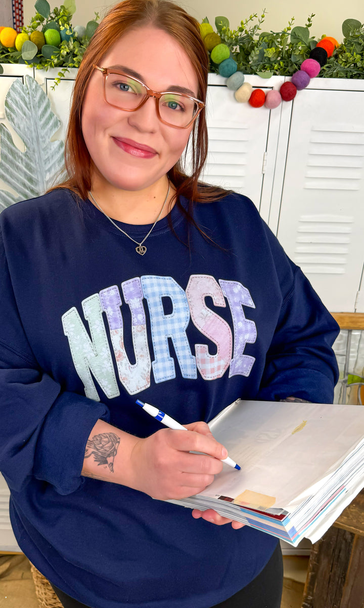 Nurse Patchwork Graphic Sweatshirt