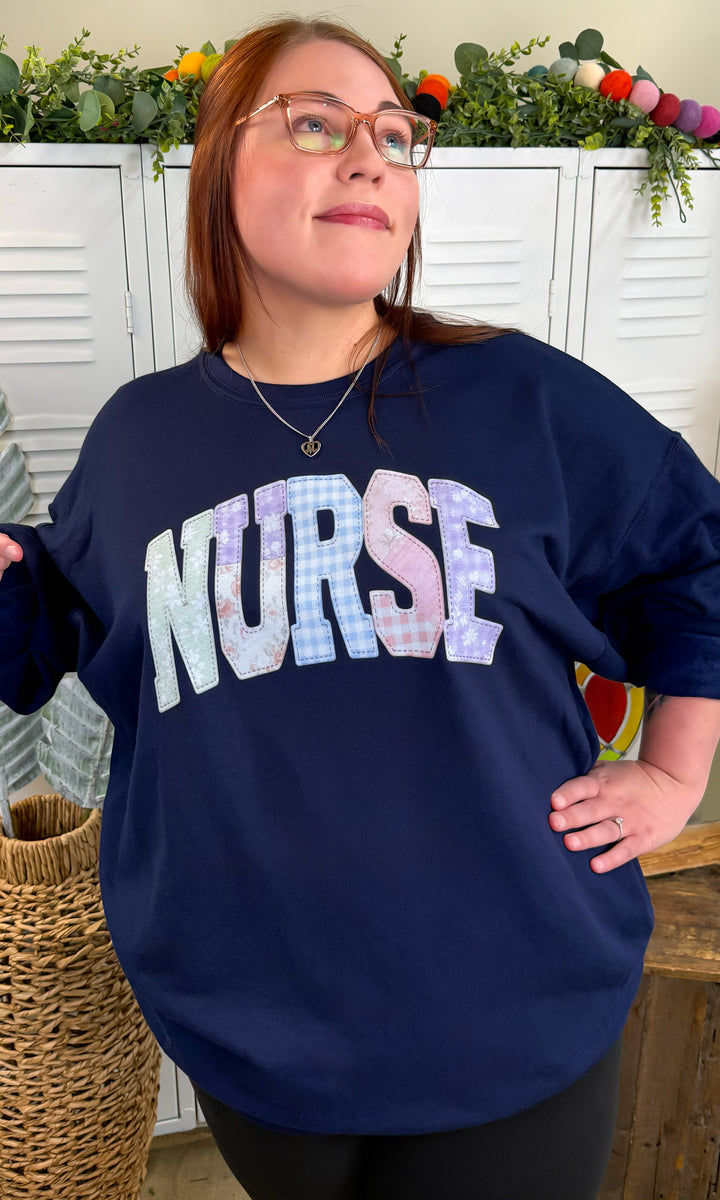 Nurse Patchwork Graphic Sweatshirt