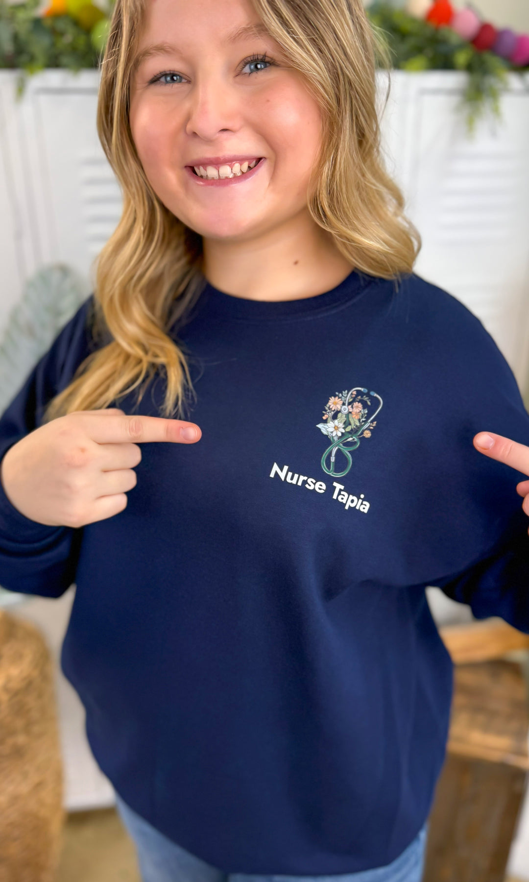 Nurse Spring Stethoscope Graphic Sweatshirt