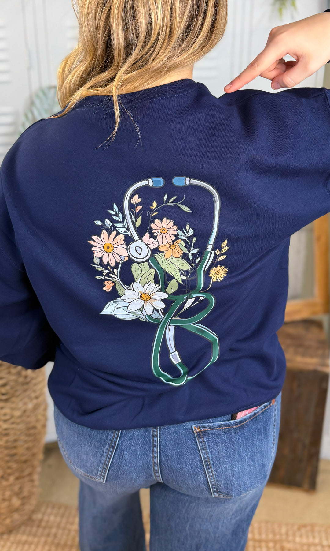 Nurse Spring Stethoscope Graphic Sweatshirt