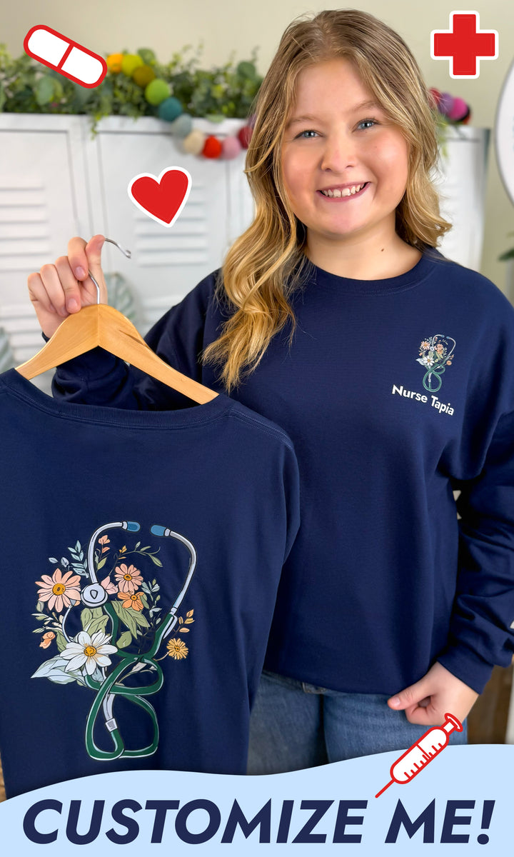 Nurse Spring Stethoscope Graphic Sweatshirt
