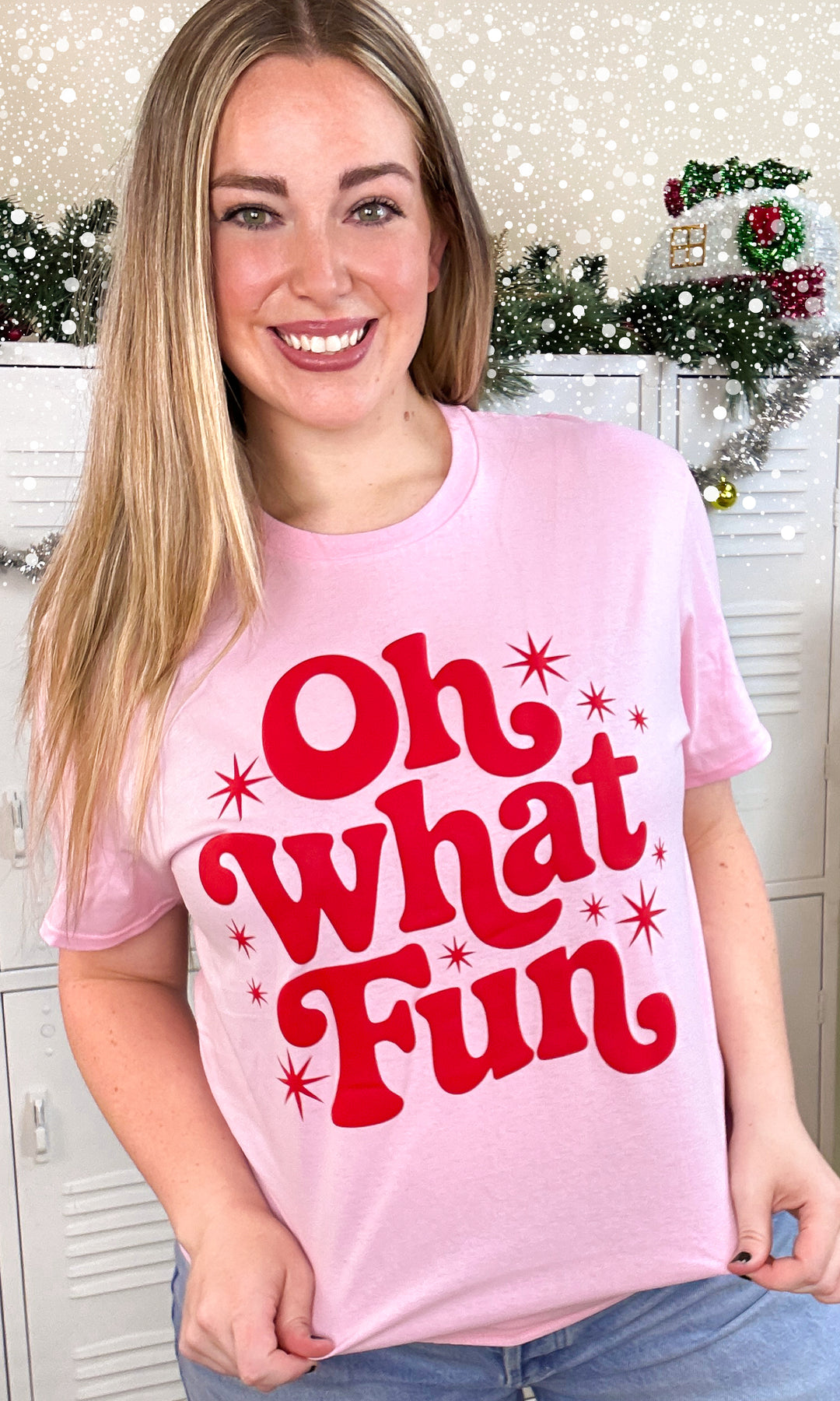 Oh What Fun Christmas Puff Graphic T-Shirt