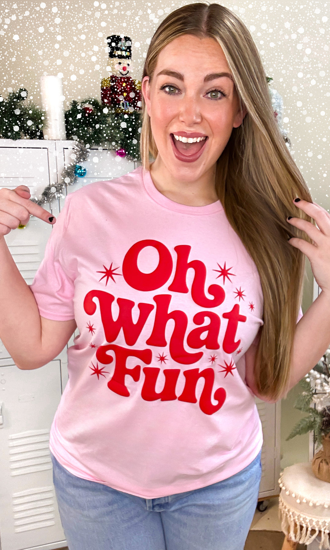 Oh What Fun Christmas Puff Graphic T-Shirt