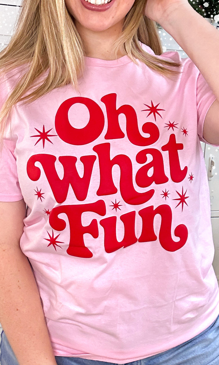 Oh What Fun Christmas Puff Graphic T-Shirt
