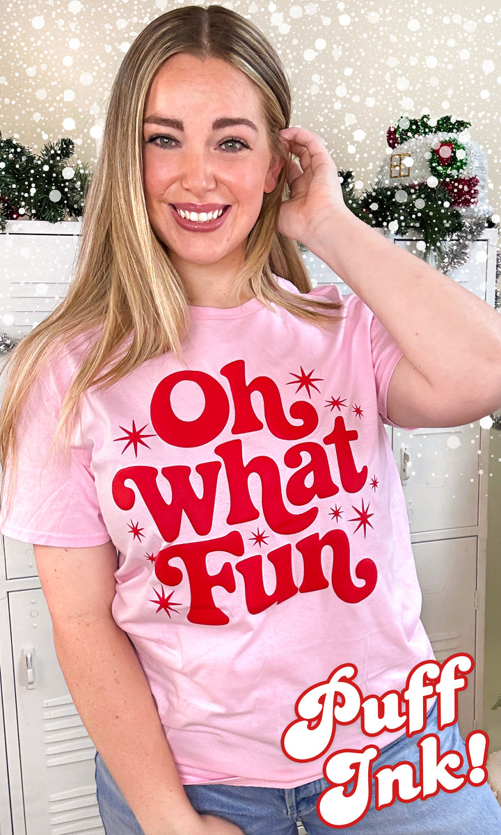 Oh What Fun Christmas Puff Graphic T-Shirt