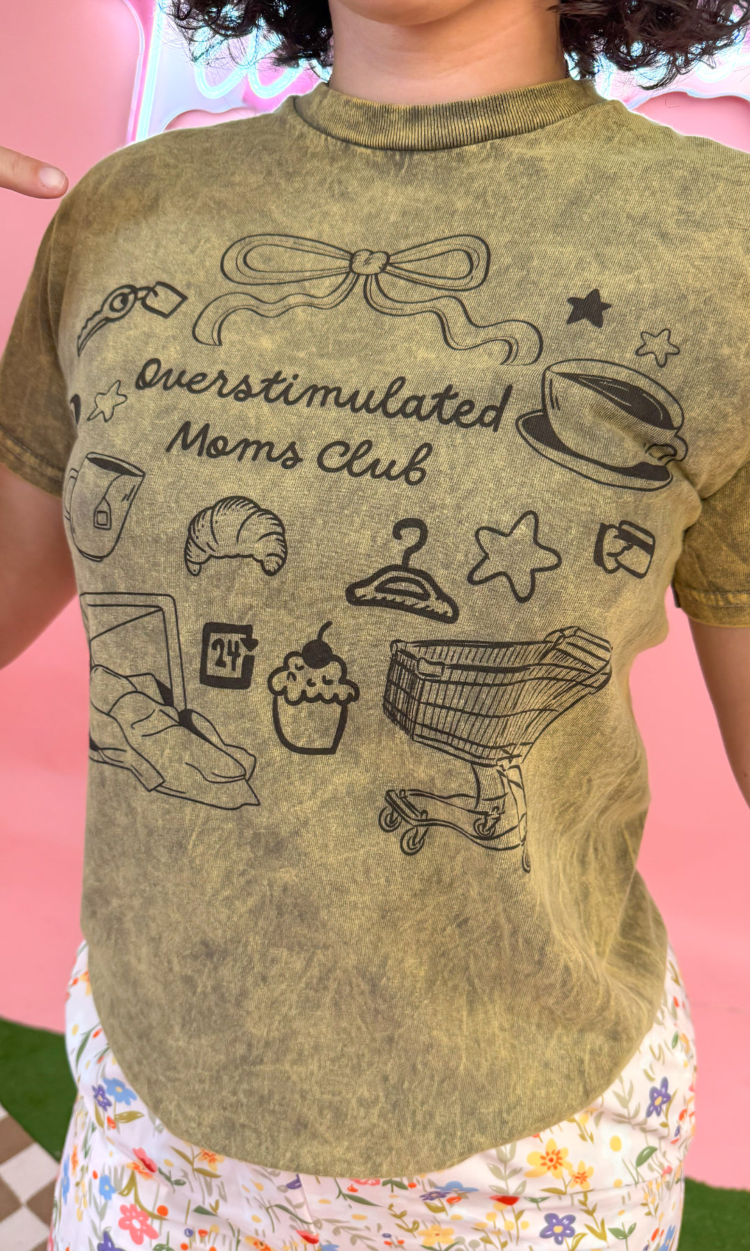 Overstimulated Moms Club MIneral Wash Graphic T-Shirt