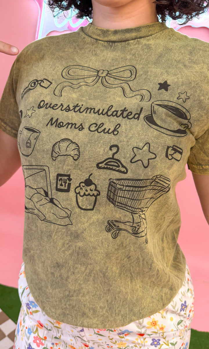 Overstimulated Moms Club MIneral Wash Graphic T-Shirt