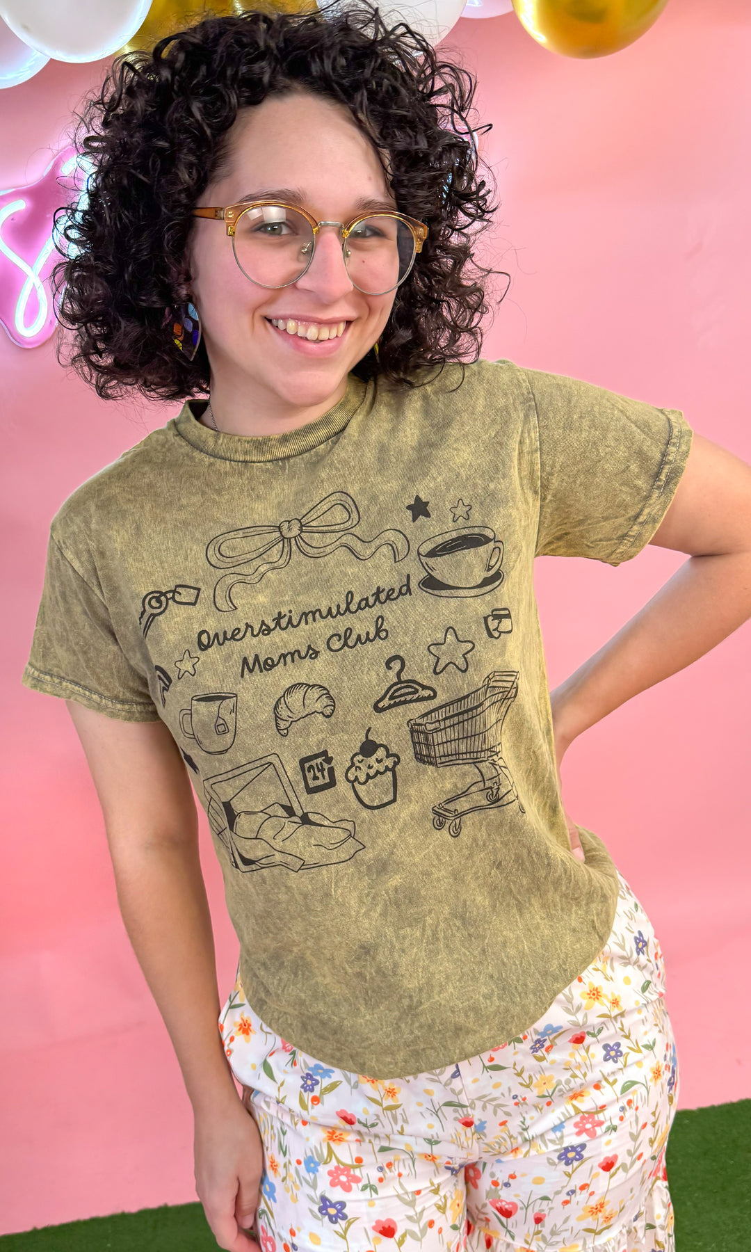 Overstimulated Moms Club MIneral Wash Graphic T-Shirt