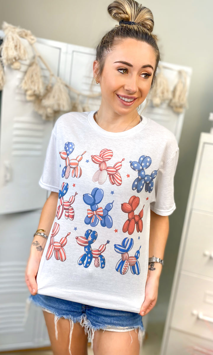 Patriotic Balloon Dogs Graphic T-Shirt