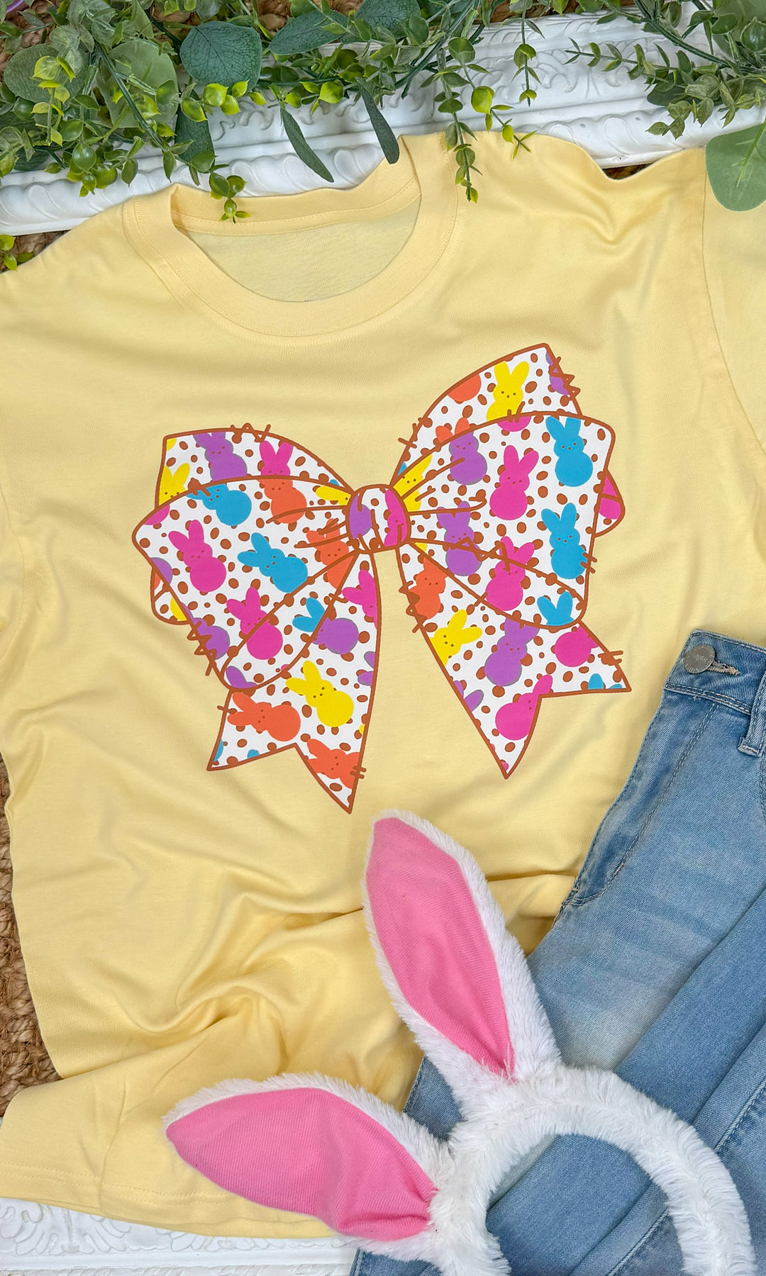 Peeps Bow Easter Boyfriend Long Sleeve GraphicT-Shirt