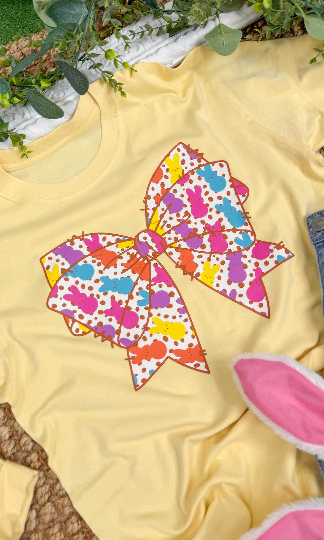 Peeps Bow Easter Boyfriend Long Sleeve GraphicT-Shirt