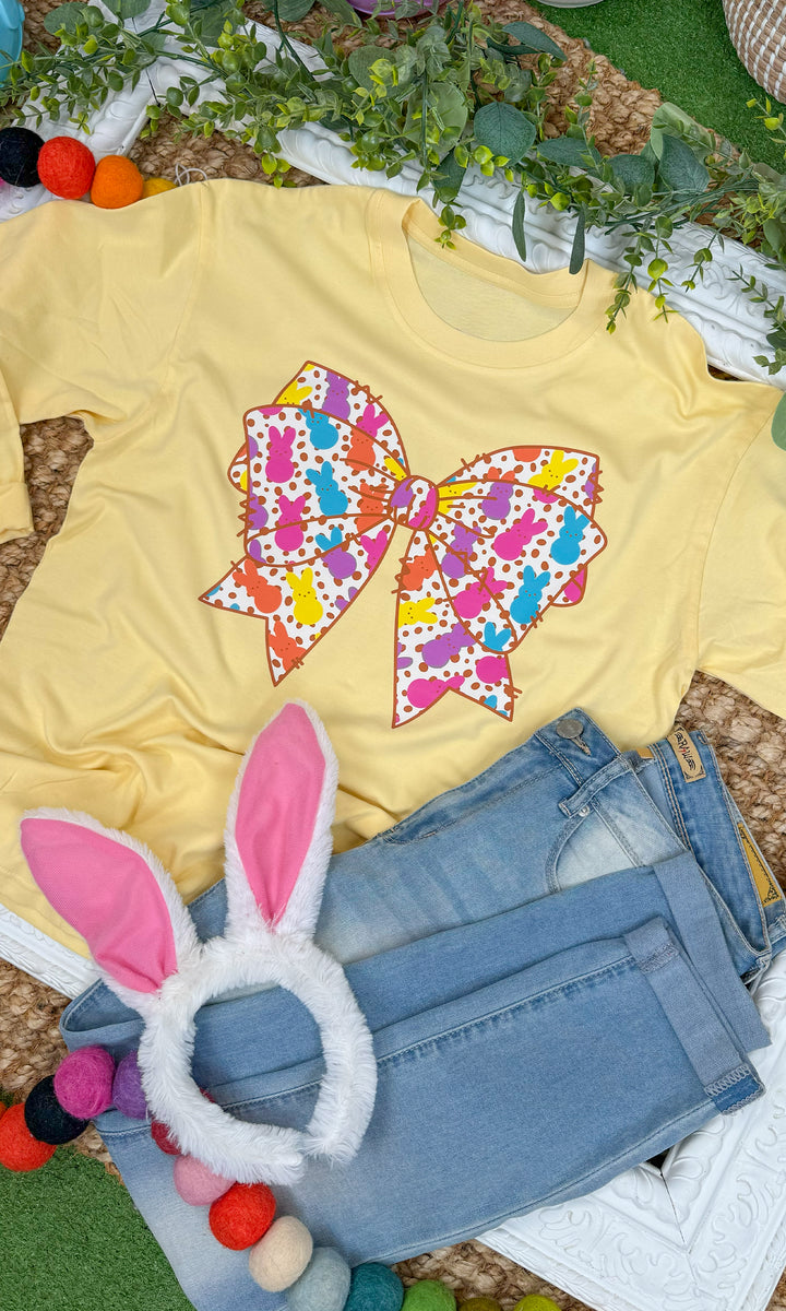 Peeps Bow Easter Boyfriend Long Sleeve GraphicT-Shirt