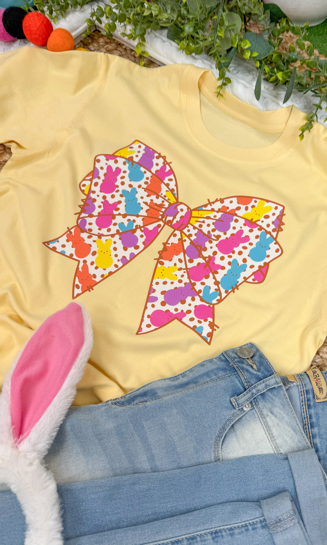 Peeps Bow Easter Boyfriend Long Sleeve GraphicT-Shirt
