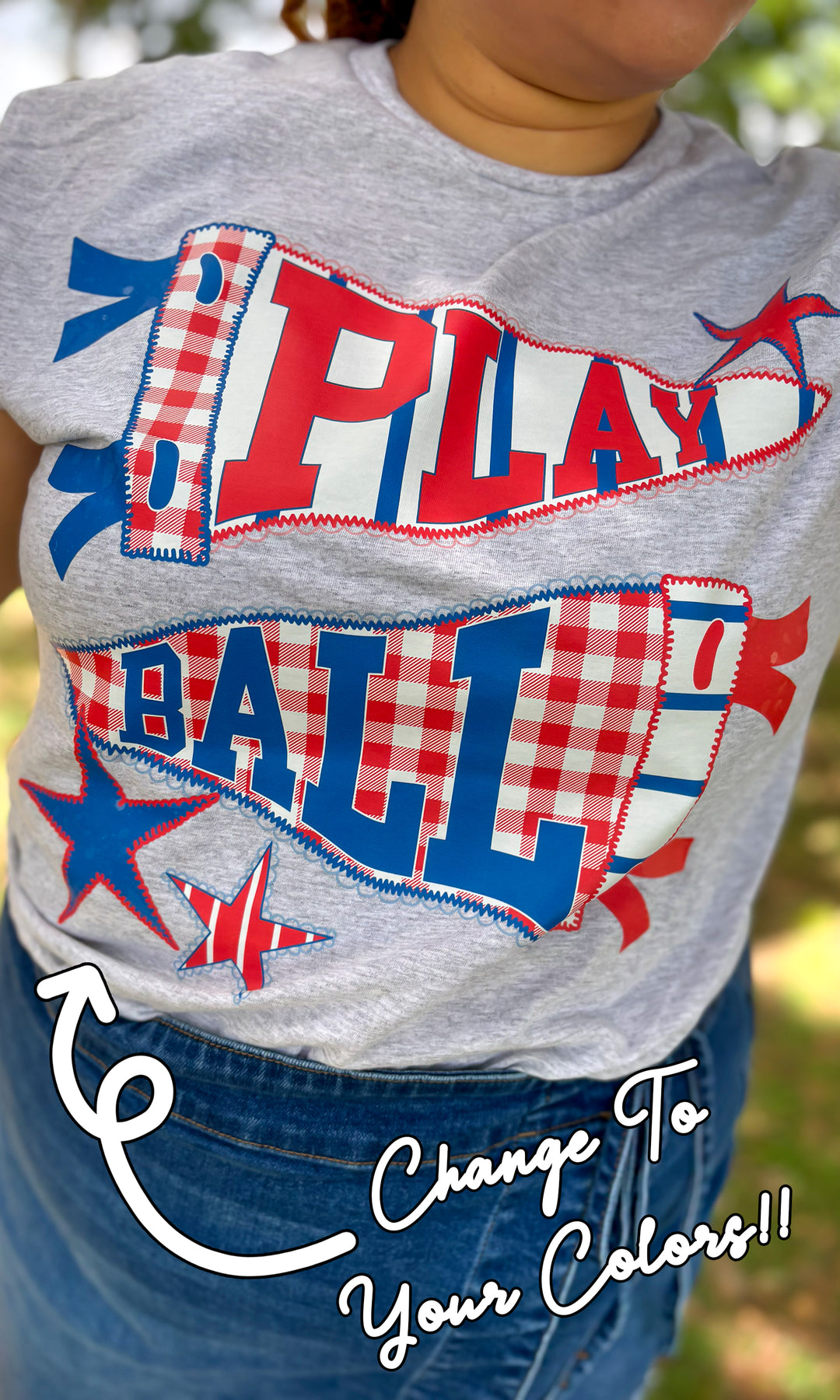 Play Ball Custom Lace Sport Pennant  Graphic T-Shirt