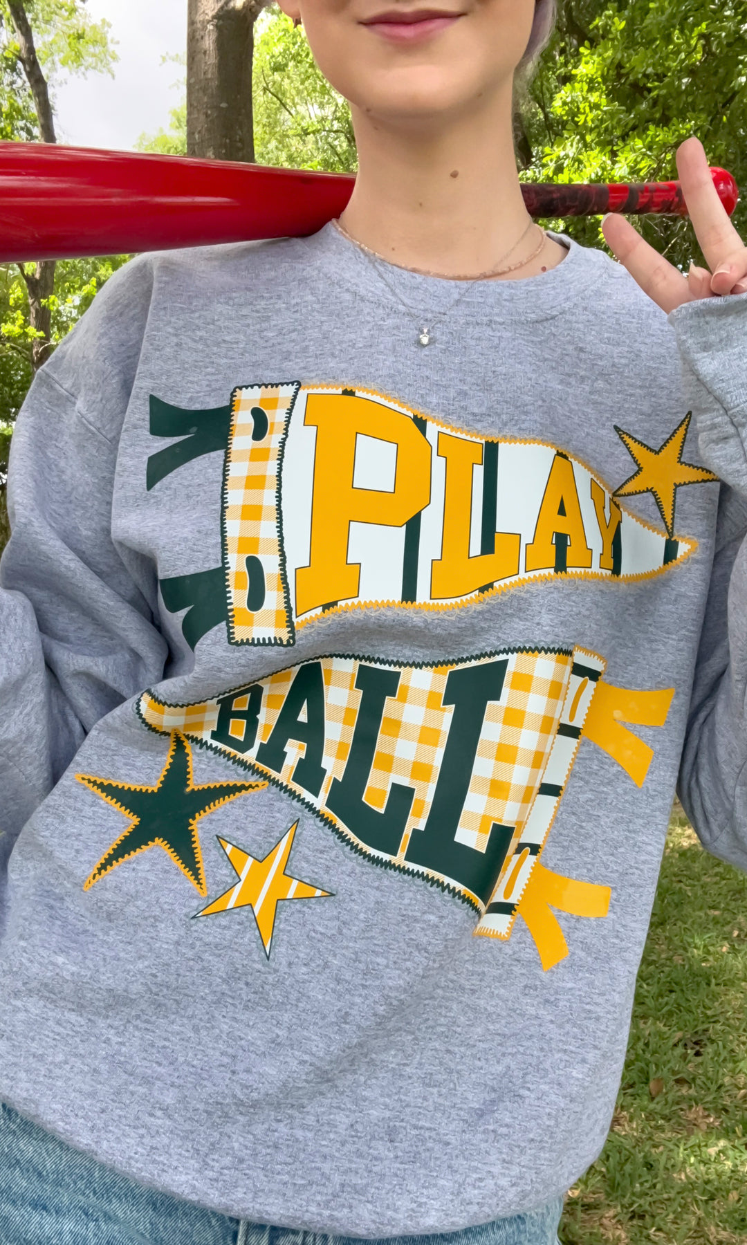 Play Ball Custom Lace Sport Pennant Graphic Sweatshirt
