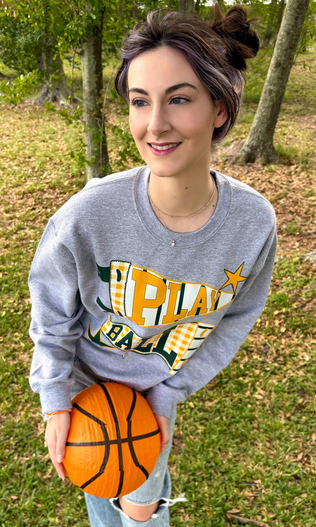 Play Ball Custom Lace Sport Pennant Graphic Sweatshirt