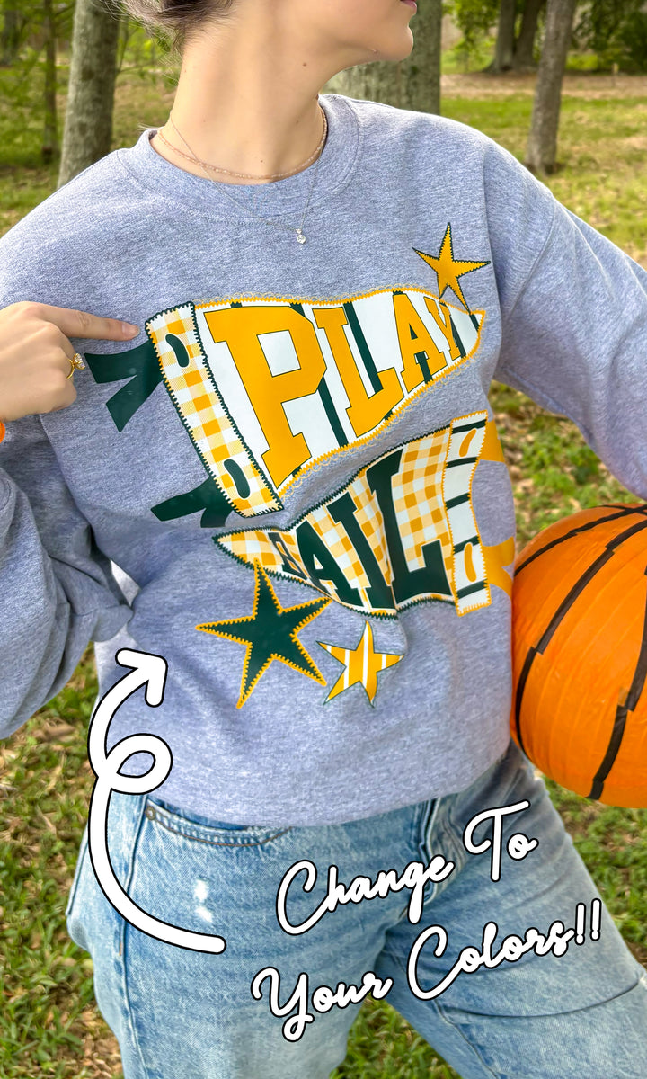 Play Ball Custom Lace Sport Pennant Graphic Sweatshirt