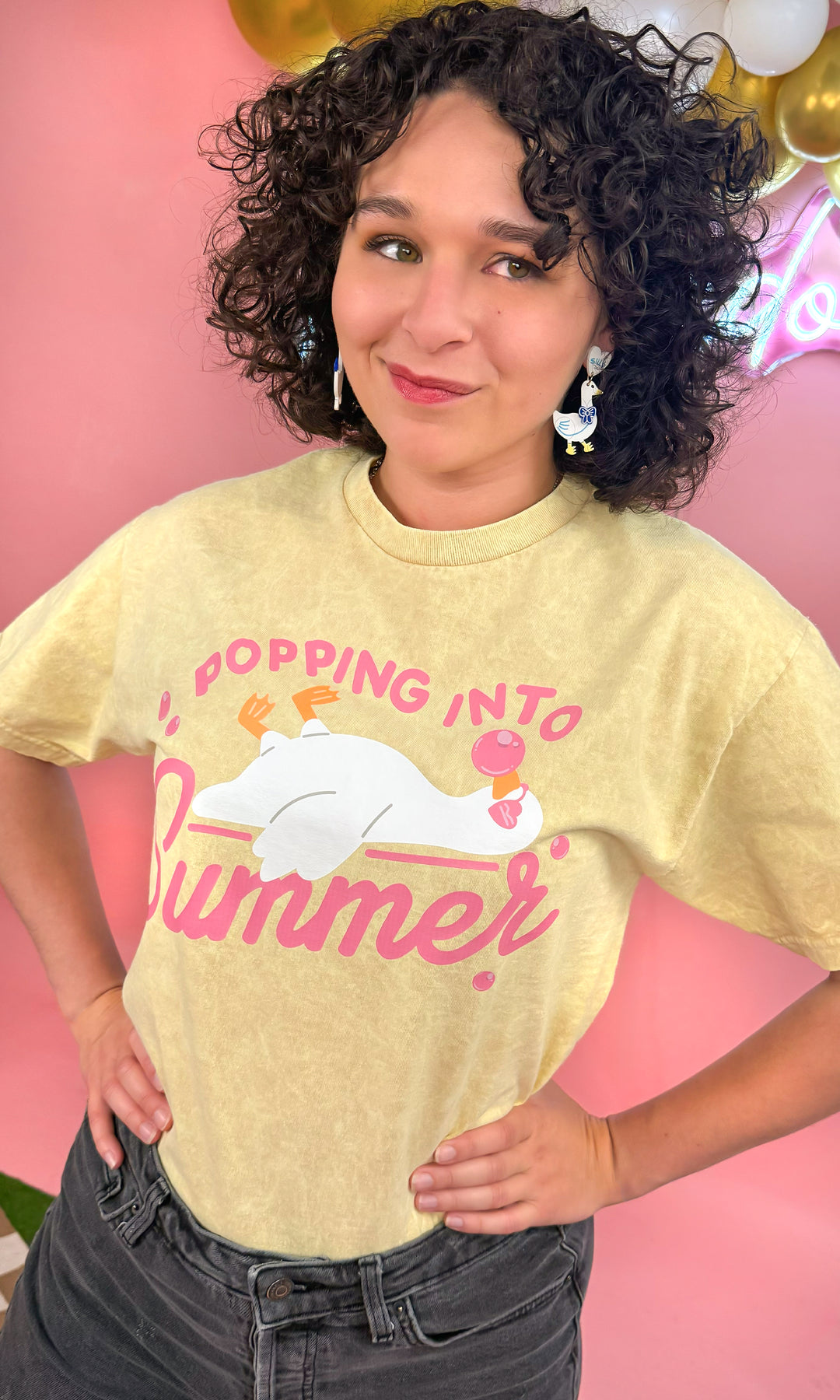 Popping Into Summer Goose Mineral Wash T-Shirt