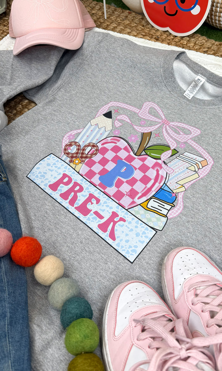 Preppy Apple Custom Grade Level Teacher Graphic Sweatshirt