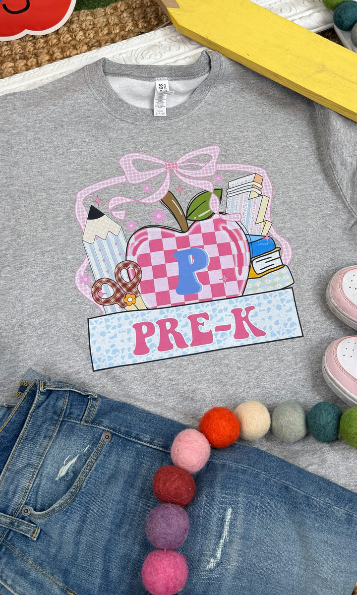 Preppy Apple Custom Grade Level Teacher Graphic Sweatshirt