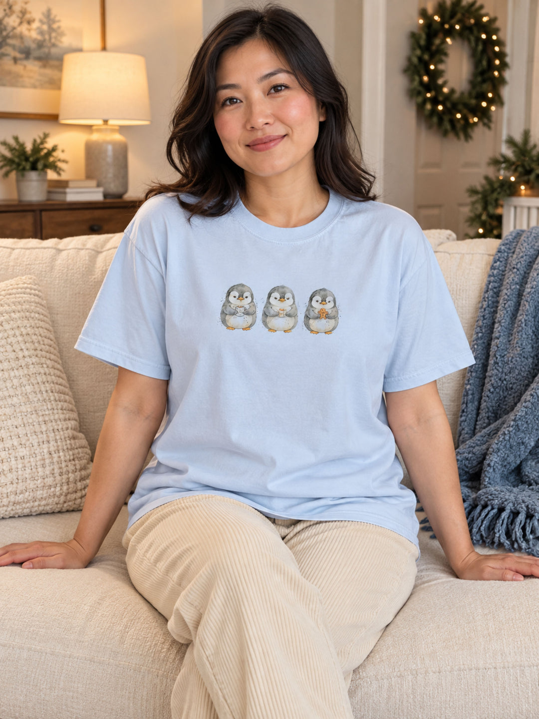 Winter Grumpy Penguins Graphic Comfort Color T-Shirt