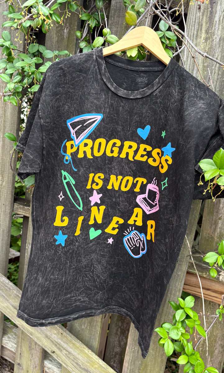 Progres is not Linear Mineral Washed Graphic Tee