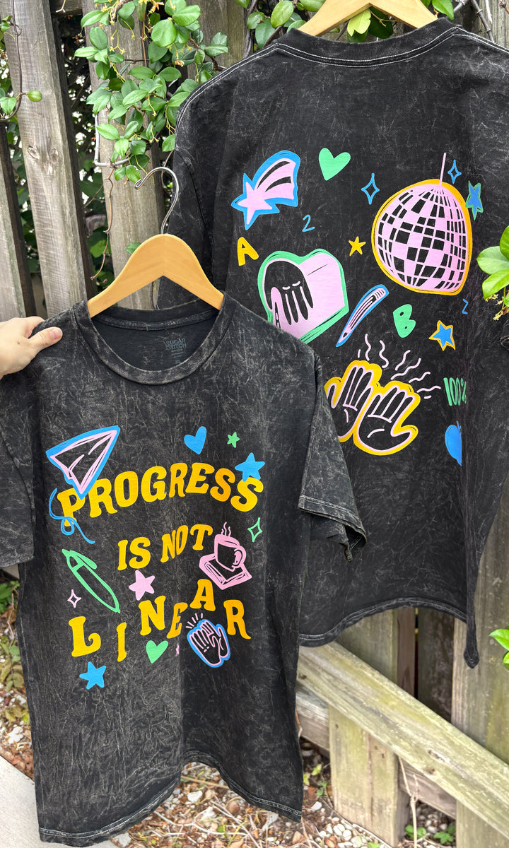 Progres is not Linear Mineral Washed Graphic Tee