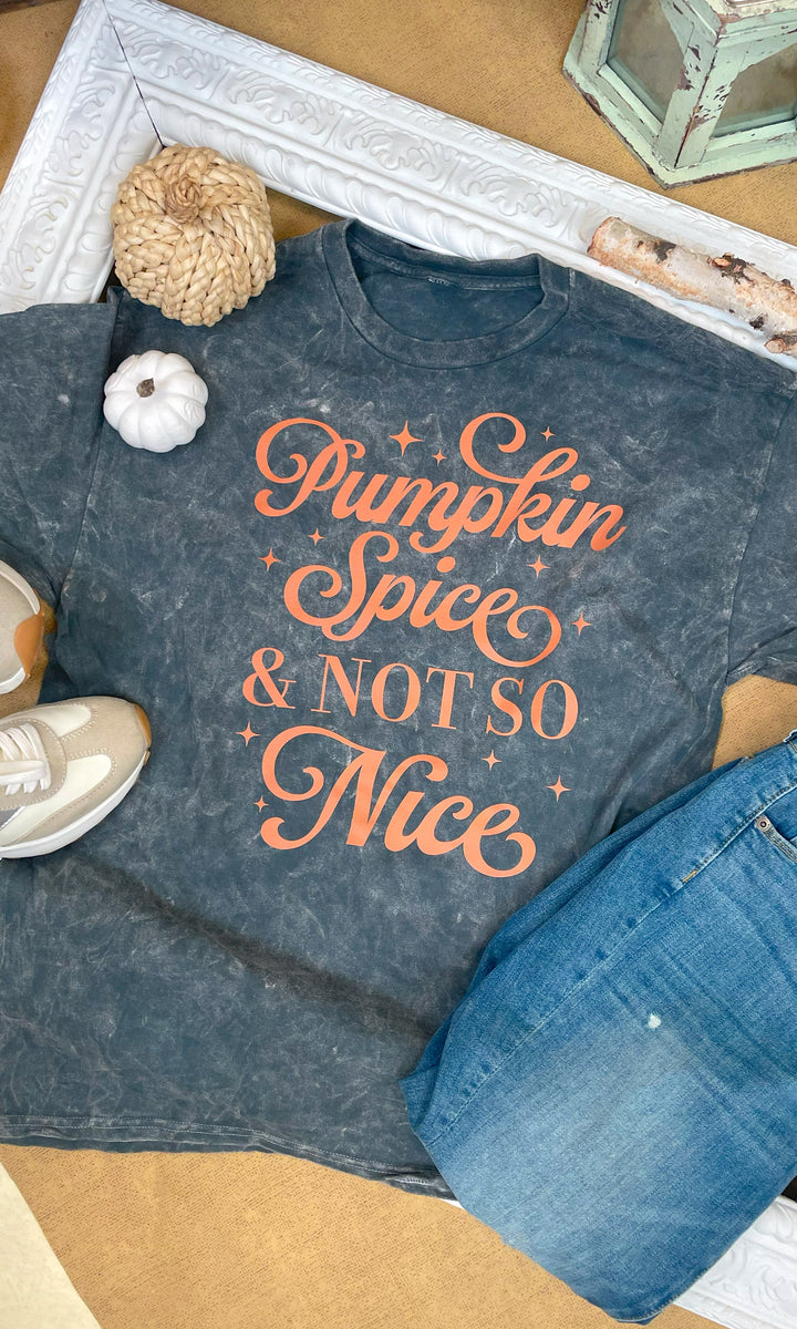Pumpkin Spice &amp; Not So Nice Fall Mineral Washed Graphic Shirt