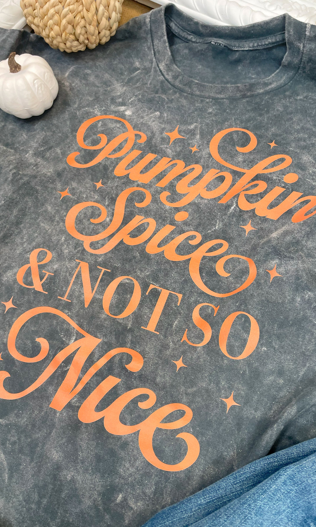 Pumpkin Spice &amp; Not So Nice Fall Mineral Washed Graphic Shirt