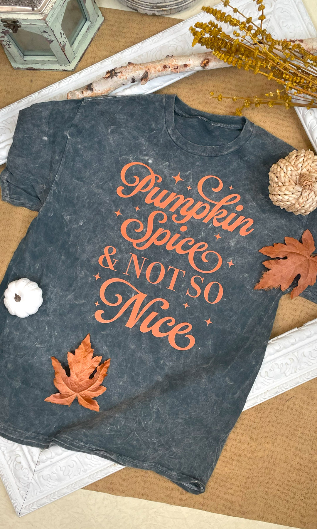 Pumpkin Spice &amp; Not So Nice Fall Mineral Washed Graphic Shirt
