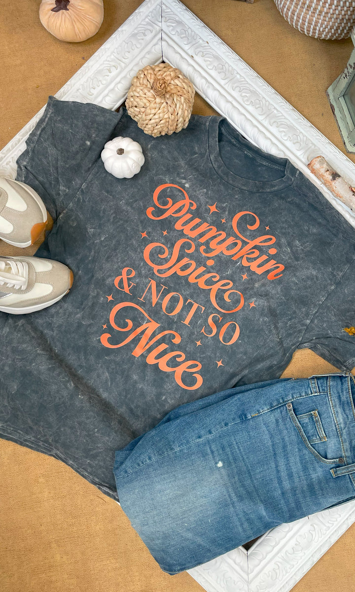 Pumpkin Spice &amp; Not So Nice Fall Mineral Washed Graphic Shirt